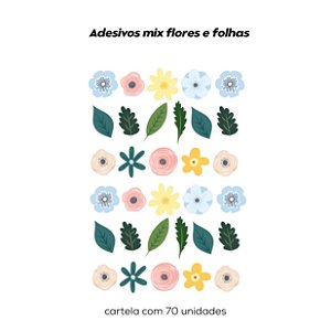 Adesivos decorativos mix flores e folhas