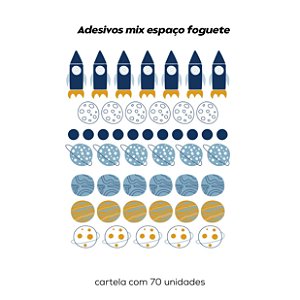 Adesivo decorativo mix espaço foguete