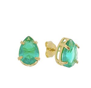 Brinco gota turmalina banhado a ouro 18k