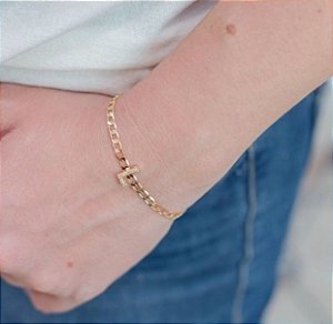 Pulseira com inicial do nome banhado a ouro 18k