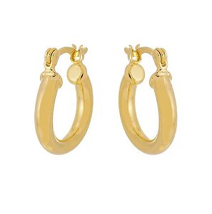 BRINCO ARGOLA DE TUBO PEQUENA COM PINO ITALIANO - BANHADO A OURO 18K