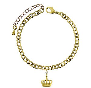 Pulseira Elo Português e Coroa