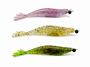 Kit Camarão Big Ones 6cm 15 Und 3 Cores Pegadeiras Isca Soft