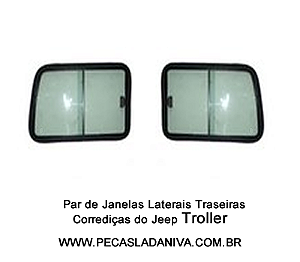 Janelas Laterais Traseiras Corrediças Jeep Troller Até 2009 O Par(Nova)Ref.0326