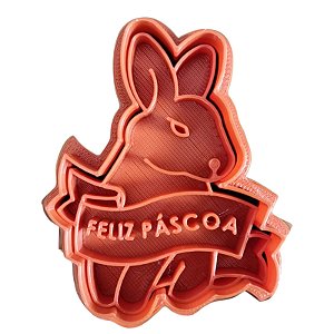 Cortador + Marcador - Coelho Placa Feliz Páscoa 1