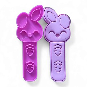 Cortador + Marcador - Stick Páscoa Coelho orelha baixa