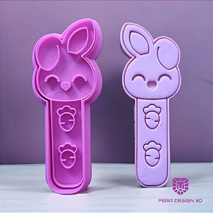Cortador + Marcador - Stick Páscoa Coelho orelha baixa
