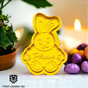 Cortador + Marcador - Coelho Placa Feliz Páscoa 4