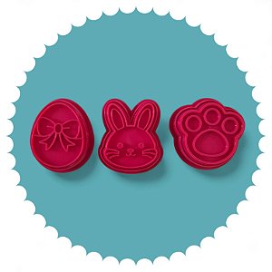Cortador + Marcadores - Kit Páscoa 2 (coelho, pata, ovo)