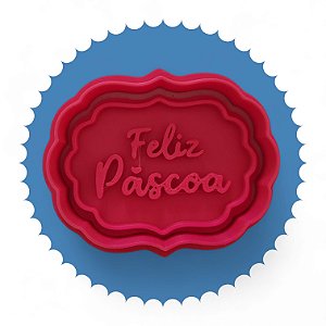 Cortador e Marcador 3D Placa Feliz Páscoa