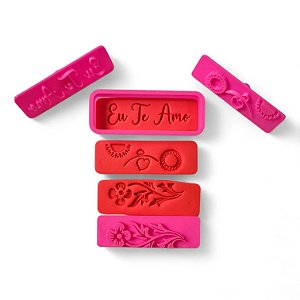 Cortador e Marcador 3D Placas Eu te amo e flores (Dia das Mães)