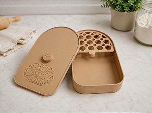 BateBiscoito – Batedor de Farinha para Carimbos e Marcadores de Biscoito (com Tampa)