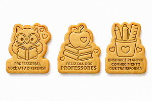 Cortadores e Marcadores 3D - KIT Professores Frases (Pote Lápis, Coruja, Maçã)
