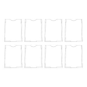 Kit com 8 Displays Acrílico A4 em Acrílico Cristal 2mm - Retrato - Abertura Topo