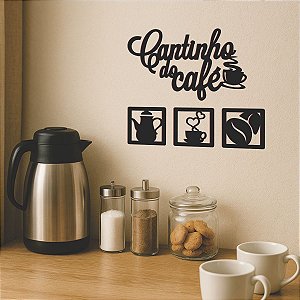 Placa Decorativa Cantinho Do Café Mdf Cru Com Adesivo Viníl