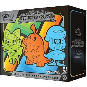 3 Box Pokémon Coleção Paldea Fuecoco, Sprigatito e Quaxly com Broche e Carta  Gigante Koraidon e Miraidon EX Copag