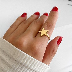 Anel Estrela em Banho Ouro18k