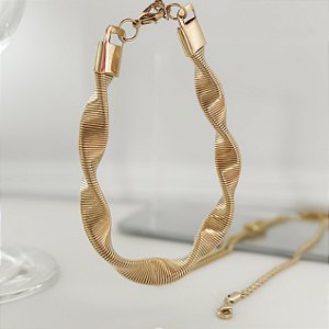 Pulseira Ágata Maleável em Banho Ouro18k