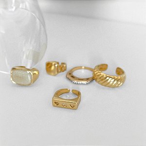 Anel Mia Coração Ajustável em Banho Ouro18k