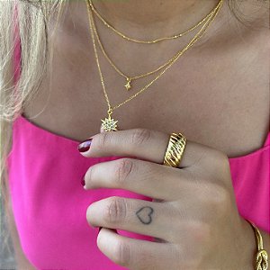 Colar Shine 3 em 1 em Banho Ouro18k