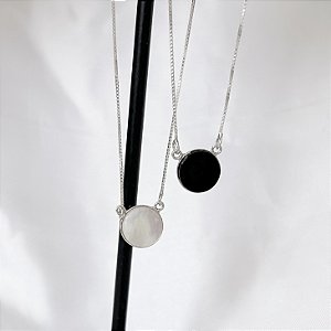 Colar Ágata com Pedra Ônix em Prata925