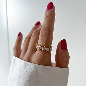 Anel Pietra com Cristais em Banho Ouro18k