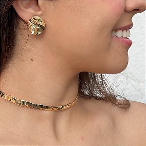 Choker Ingrid Orgânico em Banho Ouro18k