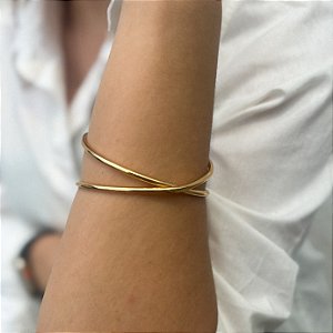 Bracelete Anne Cruzado em Banho Ouro18k