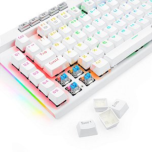 Teclado Óptico Redragon Magic Wand Pro White RGB, Switch Óptico Vermelho  - K587W-RGB-PRO-PT-RED