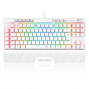 Teclado Óptico Redragon Magic Wand Pro White RGB, Switch Óptico Vermelho  - K587W-RGB-PRO-PT-RED