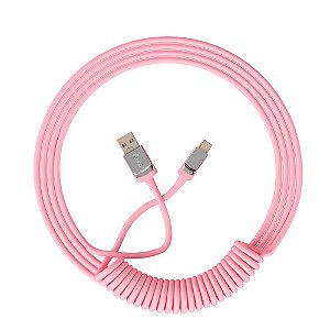 Cabo Akko USB-C para teclados mecânicos, Coiled, Enrolado, Rosa - 6925758615266