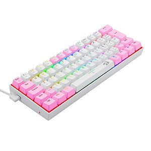 Teclado Mecânico Redragon Dragonborn Branco e Rosa, RGB, Switch Marrom - K630WP-RGB-PT-BROWN