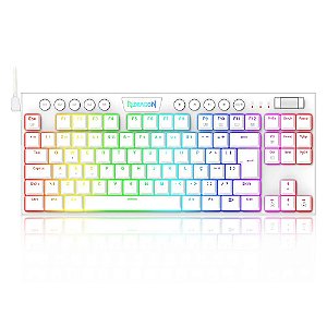 Teclado Mecânico Redragon Horus TKL Branco RGB ABNT2 com switch Azul - K622W-RGB-PT-BLUE