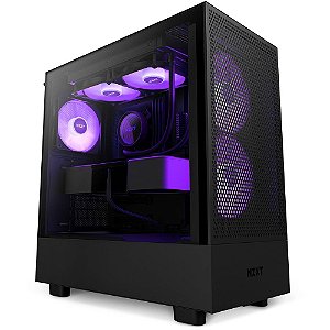 Gabinete Gamer NZXT H5 Flow RGB Preto, com 4 fans - CC-H51FB-R1