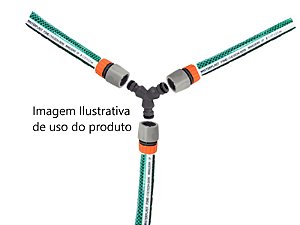 Emenda União Derivação Y em Plástico Tramontina para 3 Engates Rápidos para Mangueiras 1/2", 5/8" e 3/4"