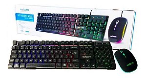 KIT TECLADO MOUSE GAMER  USB ABNT2 LED PRETO BK G550