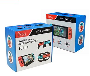 IPlay 10 em 1 Acessórios Do Jogo Conjunto Interruptor Joystick Controladores de Jogos para Nintendo