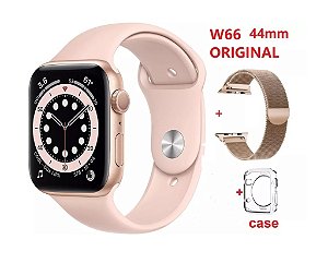 Relógio SmartWatch IWO 14 W66 Rose 44mm  + Película + Pulseira + Case de proteção