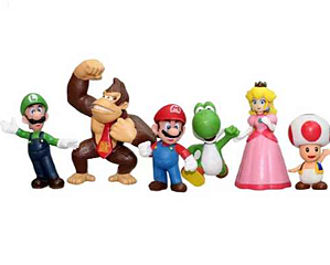 Kit Boneco Super Mario Bros com 6 Peças