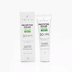 Protetor solar facial vegano pele oleosa com aloe vera  FPS30 50g - Herbia