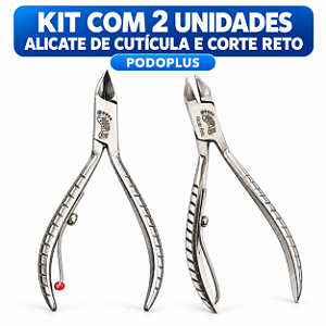 Kit Alicate de Cutícula e Corte Reto Podoplus