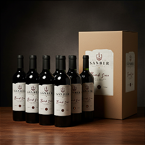Caixa com 12 Unidades Vinho Bordô Seco Sanber 750ml