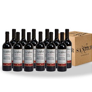 Caixa com 12 Unidades Vinho Bordô Seco Sanber 750ml
