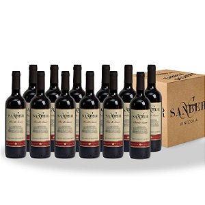 Caixa com 12 Unidades Vinho Bordô Suave Sanber 750ml