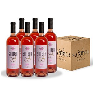 Caixa com 6 Unidades Vinho Rosé Suave Sanber 750ml | Reserva de Família