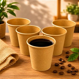 Copo Papel Kraft 110ml Biodegradável com 50 uni Café Bebidas