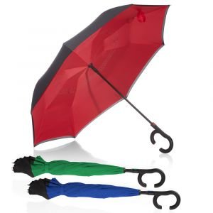 Guarda-chuva com cabo plástico emborrachado e haste de metal