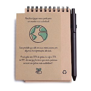 Bloco de anotações com caneta ecológico