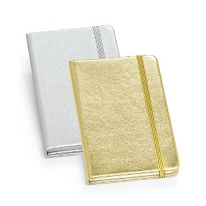 Caderno A6 com capa dura em couro sintético e 80 folhas não pautadas