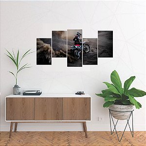 Quadro Decorativo 5 peças Mosaico Motos Incríveis 01